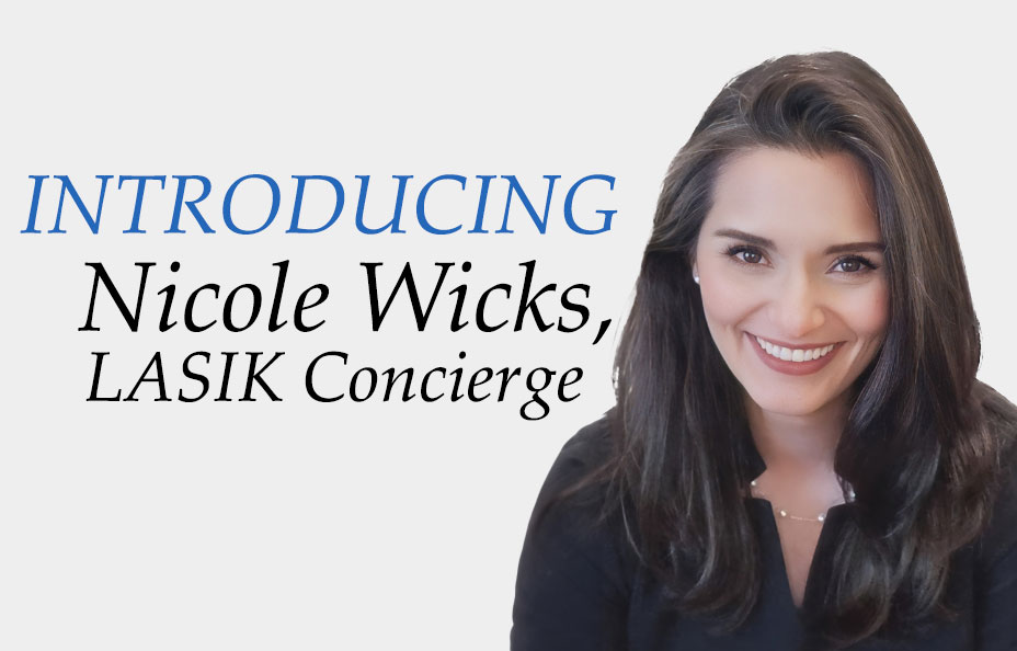 Nicole Wicks, a Lasik Concierge, with long black hair wearing black top and silver necklace.